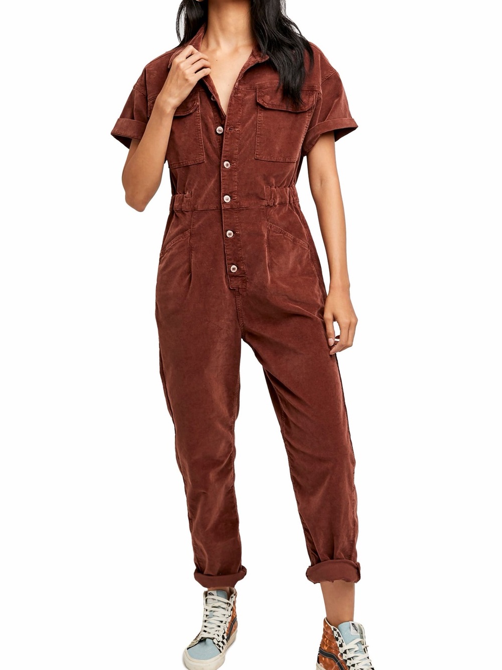 We The Free Rust Brown Corduroy Utility Jumpsuit